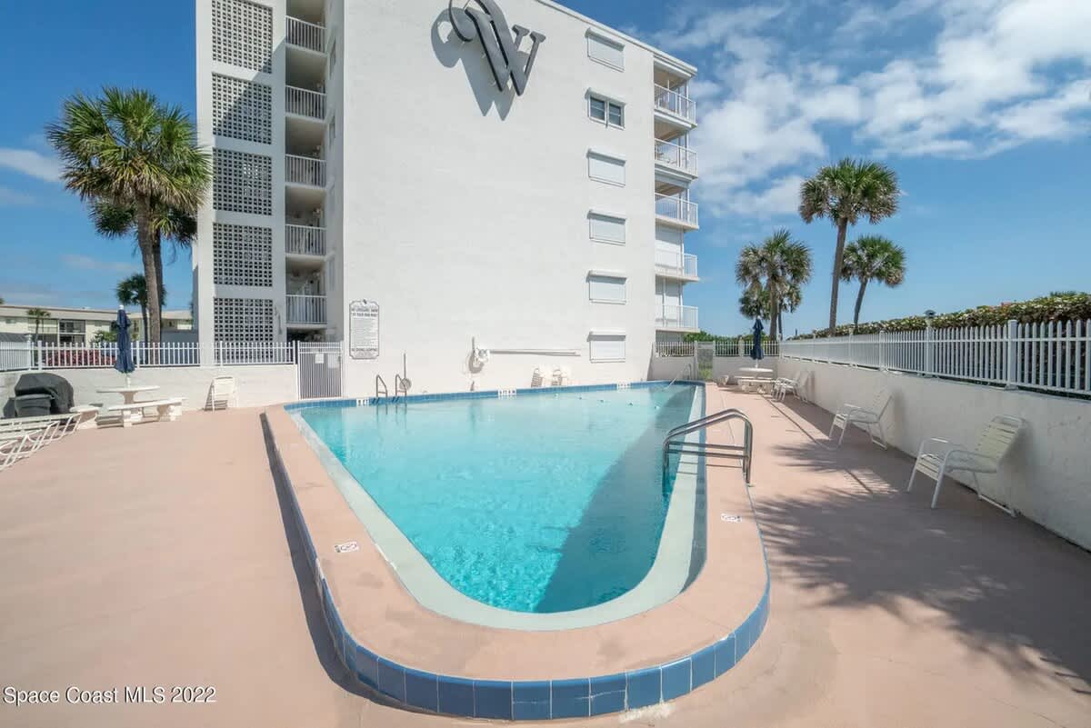 The WindJammer condo in Cape Canaveral, showing the balcony and living room