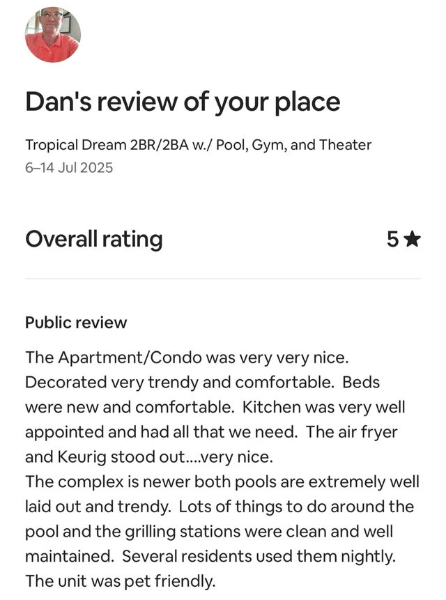Tropical Dream 2BR/2BA w./ Pool, Gym, and Theater #63