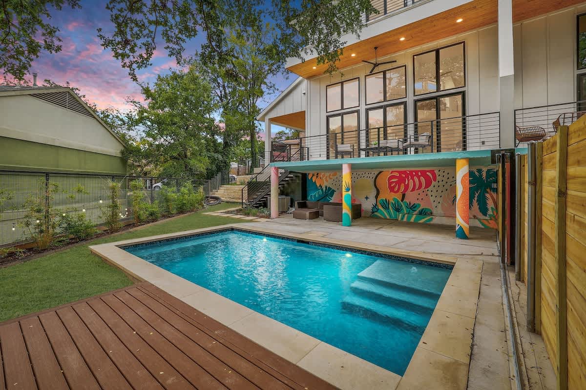 Pool + Mural Patio | South Austin Retreat #33