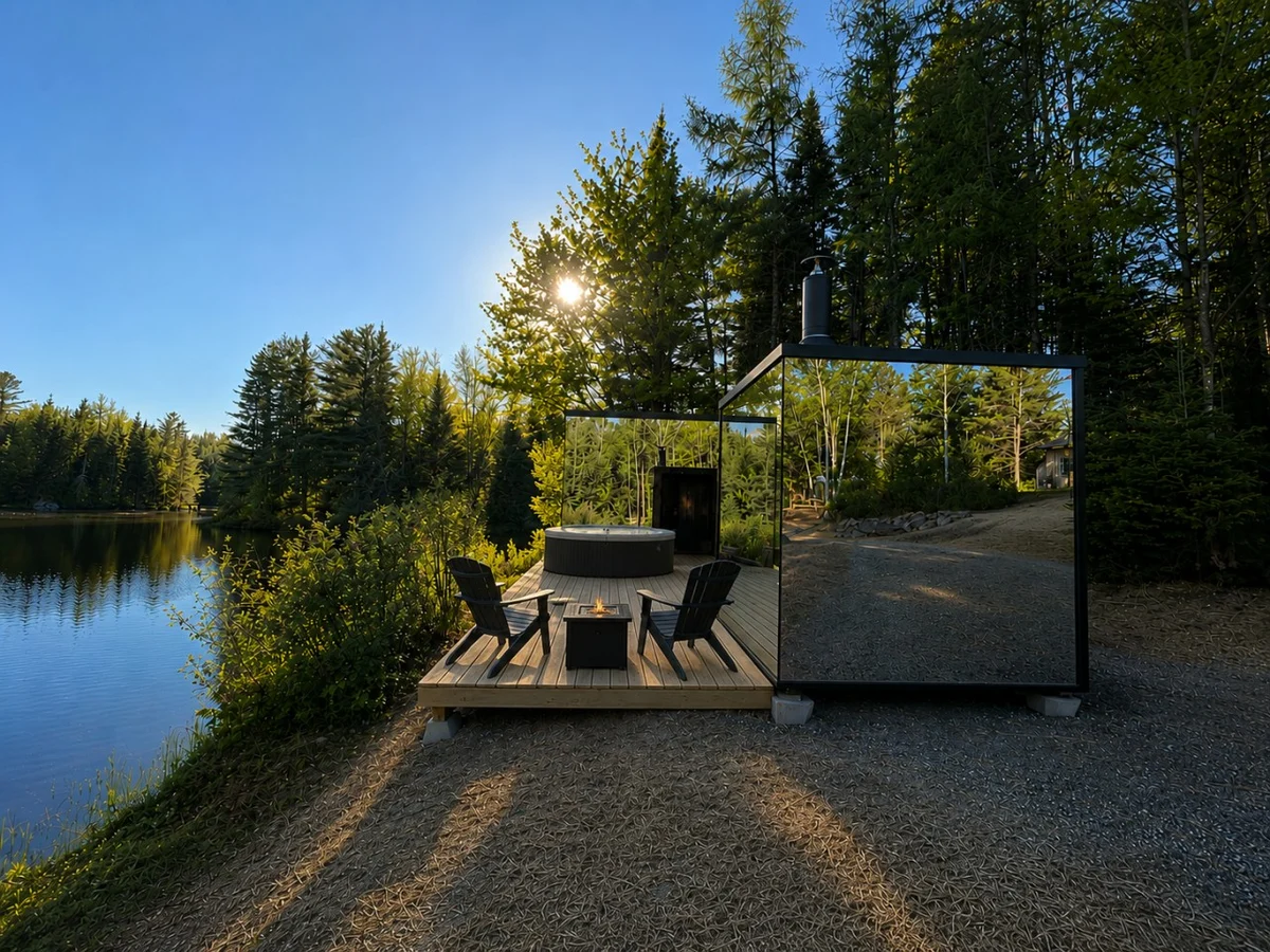 Blue Spruce Mirror House at FarAway Pond #20