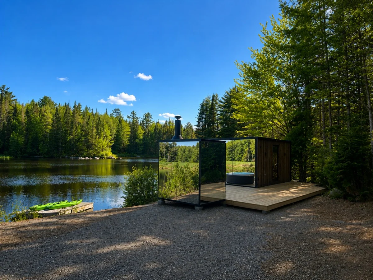 Blue Spruce Mirror House at FarAway Pond #9