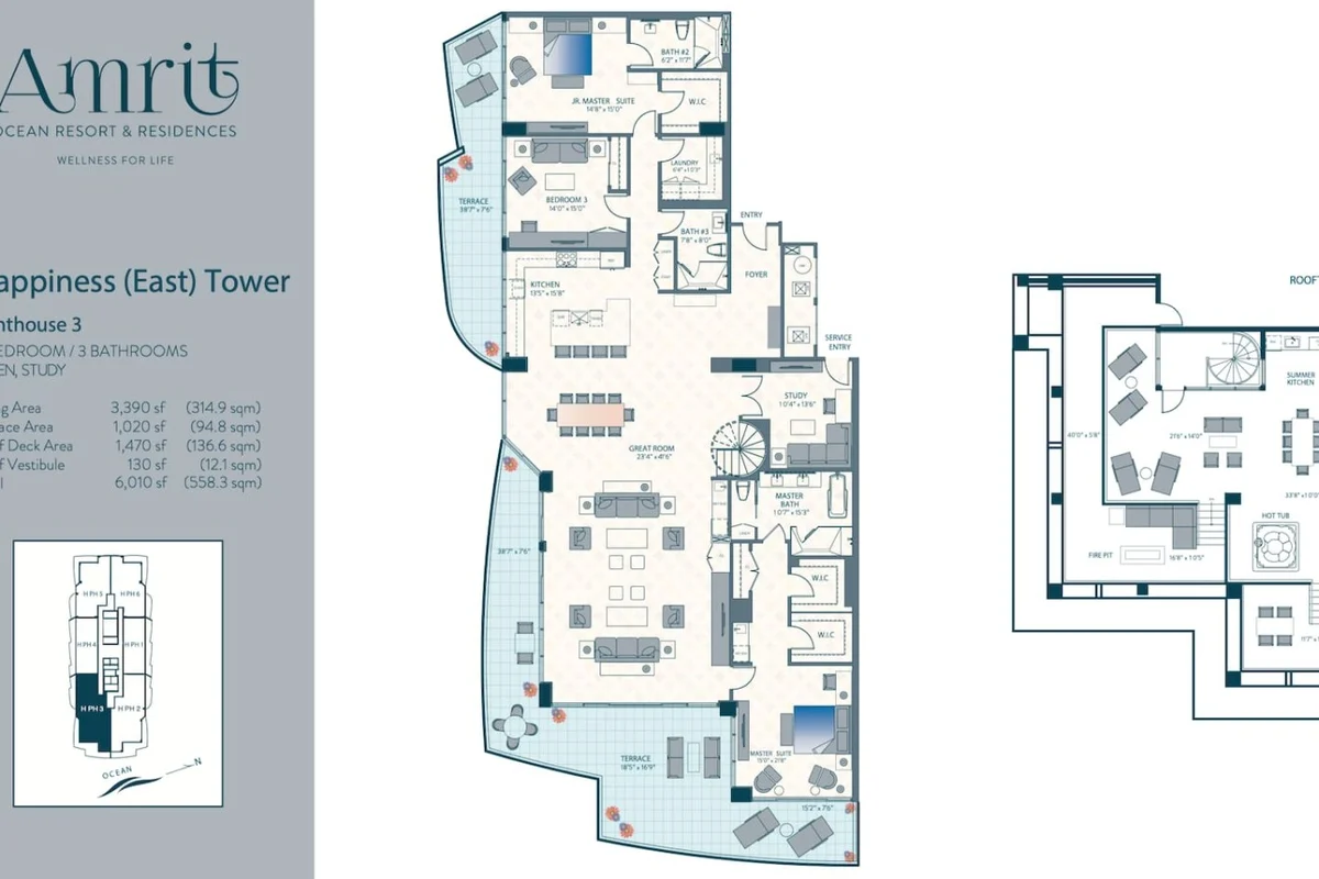 Luxury $7M Penthouse in Amrit 3BR 3BA | Oceanfront #57