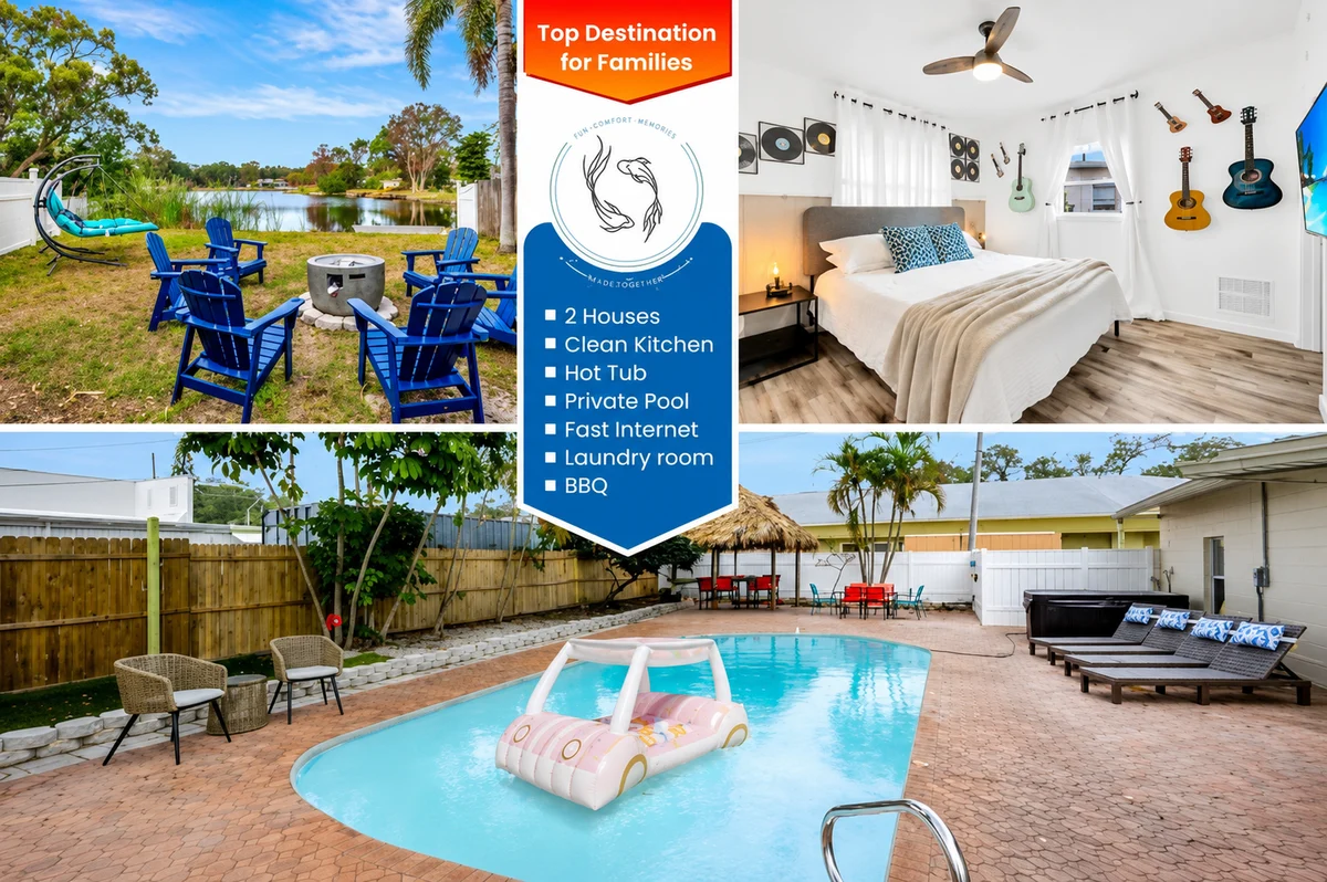 2 Homes - 4 MN to Madiera BCH - Hottub - HTD Pool #2