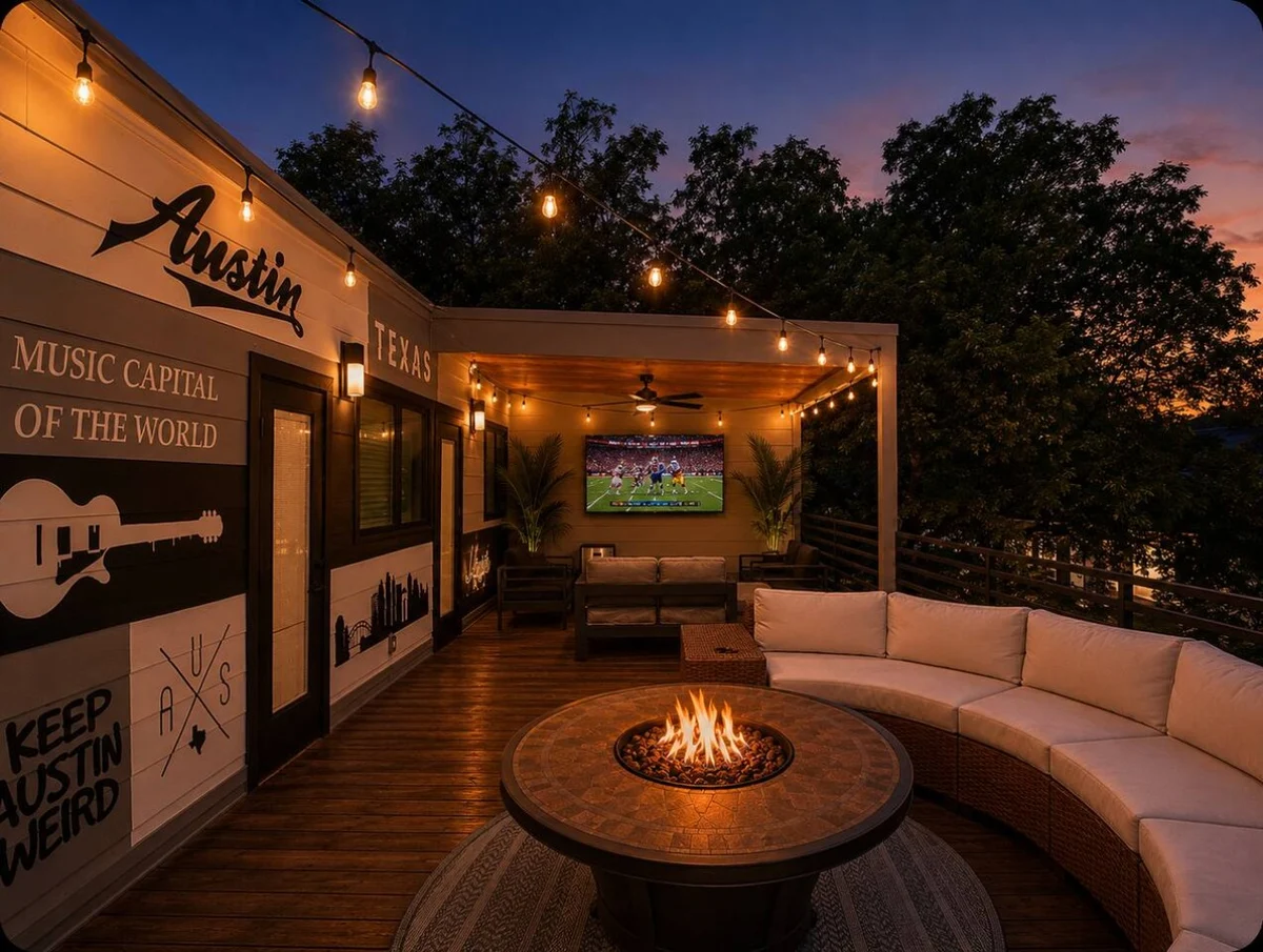 Rooftop Lounge ATX • 2 Fire Pits • Outdoor TV #3