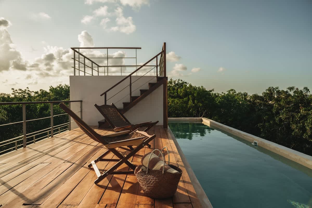 Rooftop pool with jungle views at Jungle Retreat w/Rooftop Pool & Panoramic Views, a four-bedroom apartment near Felipe Carrillo Puerto, Tulum