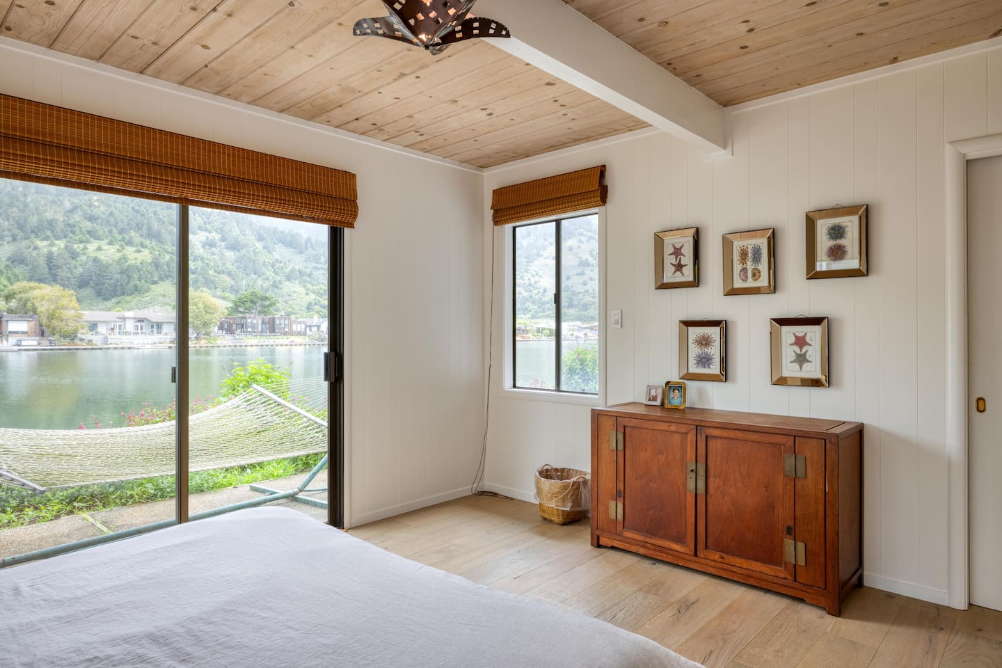 Stinson Beach vacation rental bedroom with lagoon view