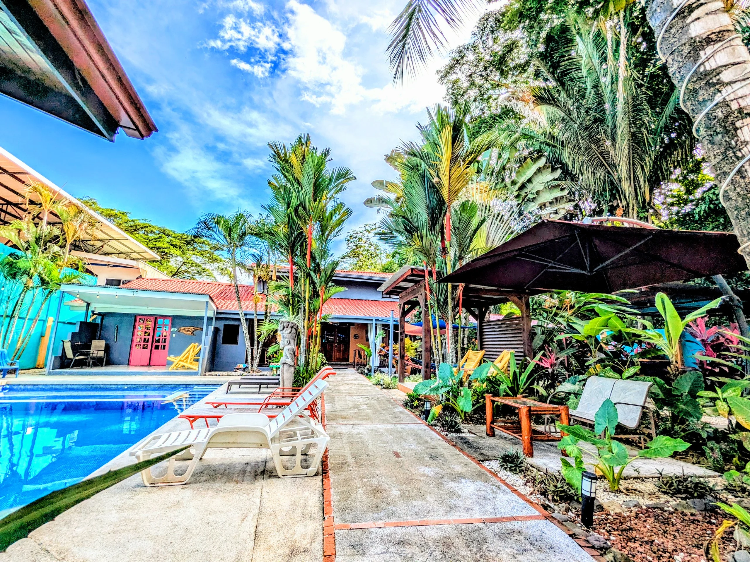 Zenergy Casa and Cabinas in Playa Herradura, Costa Rica, main house and garden cabinas surrounded by tropical planting