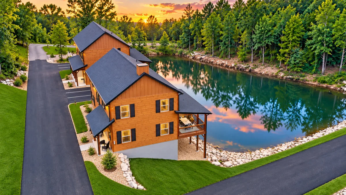 Close to pools, overlooks water, gorgeous cabin property photo 1