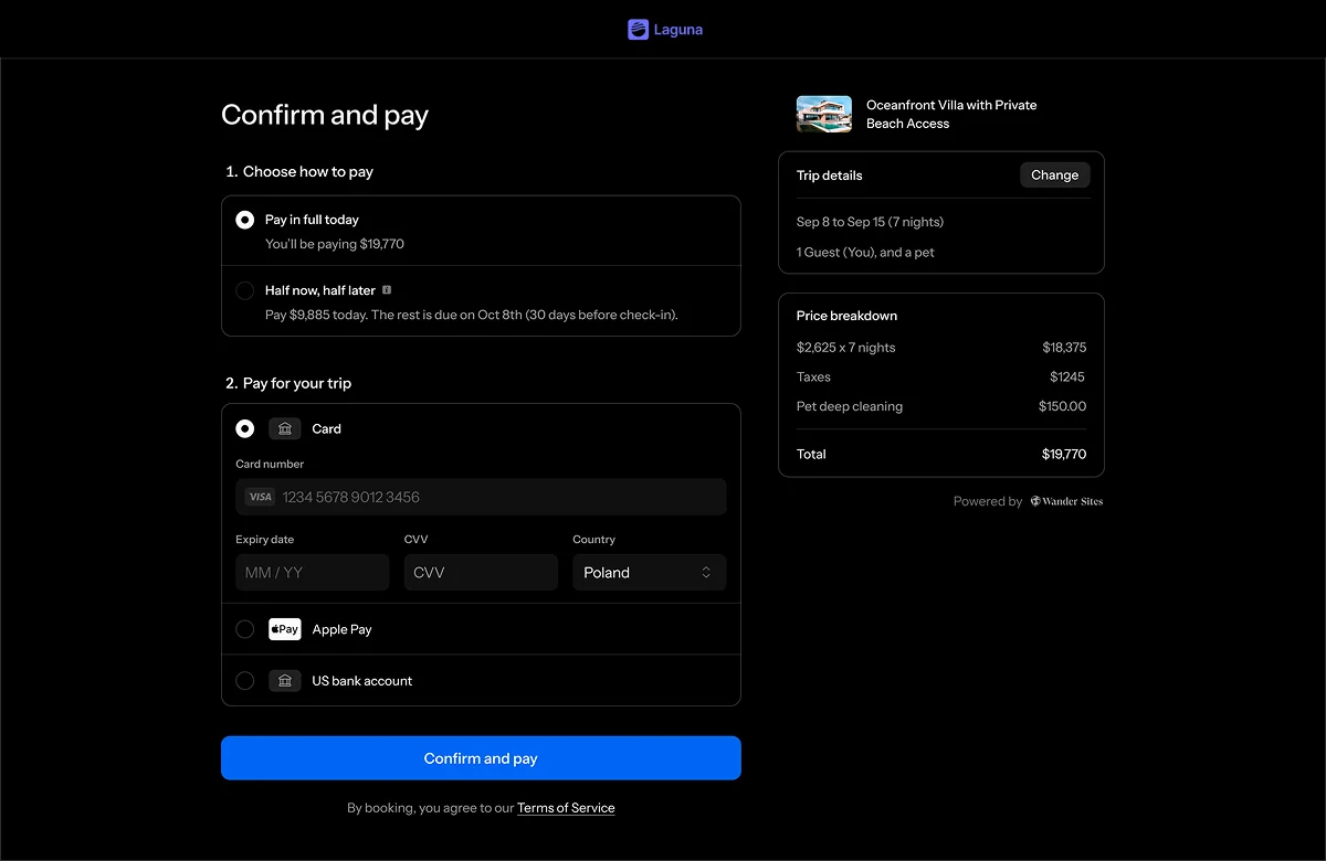 Checkout page with customized branding