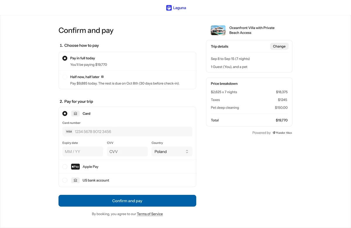 Checkout page with customized branding