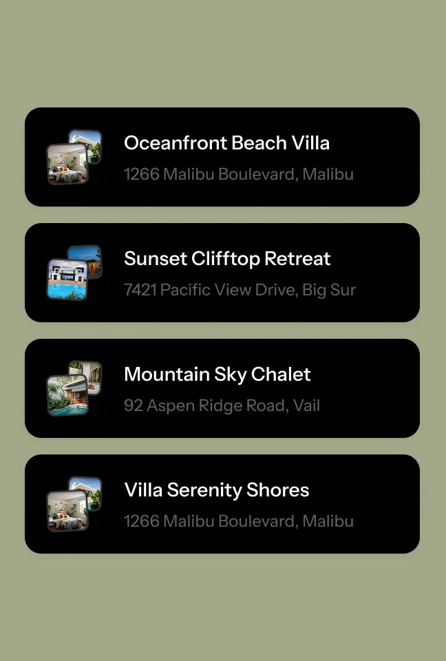 Autopopulated listings, photos, pricing and availability flow