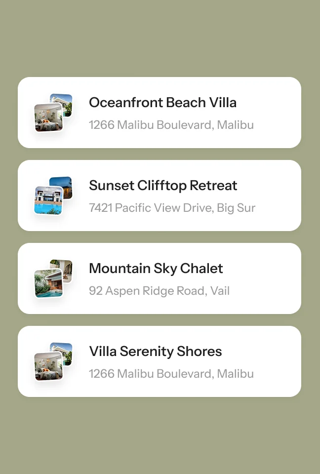 Autopopulated listings, photos, pricing and availability flow